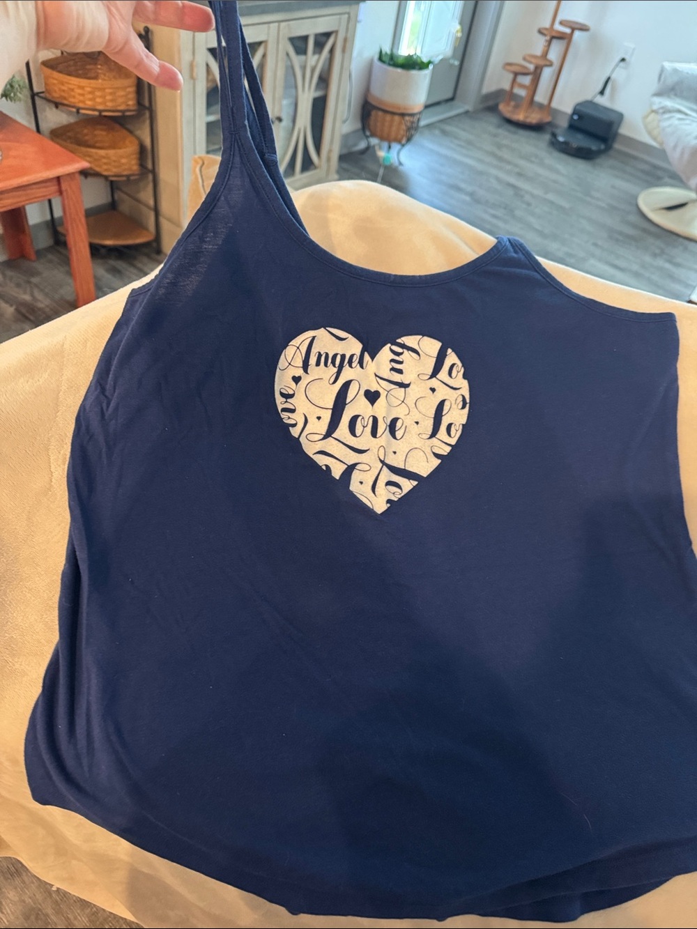Victoria's Secret Navy Blue Tank with White Heart 'Love' Graphic